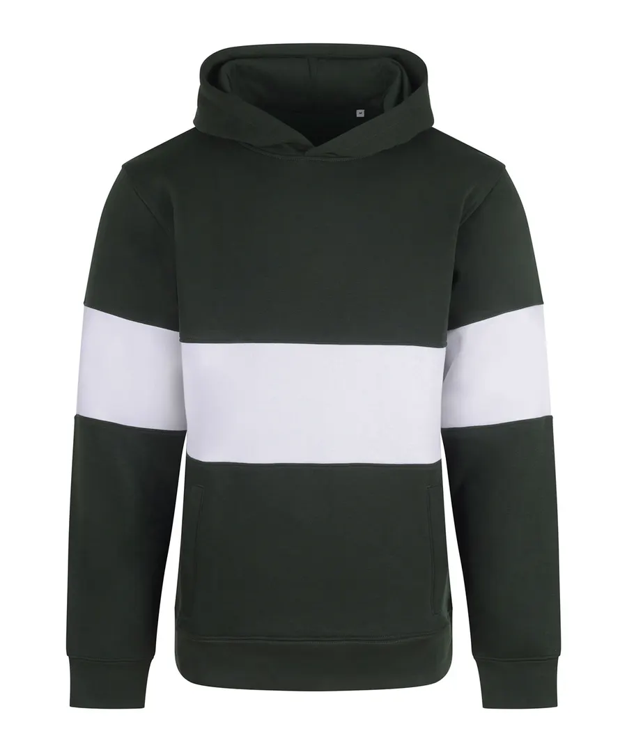 Heavyweight panelled hoodie – Bottle/White