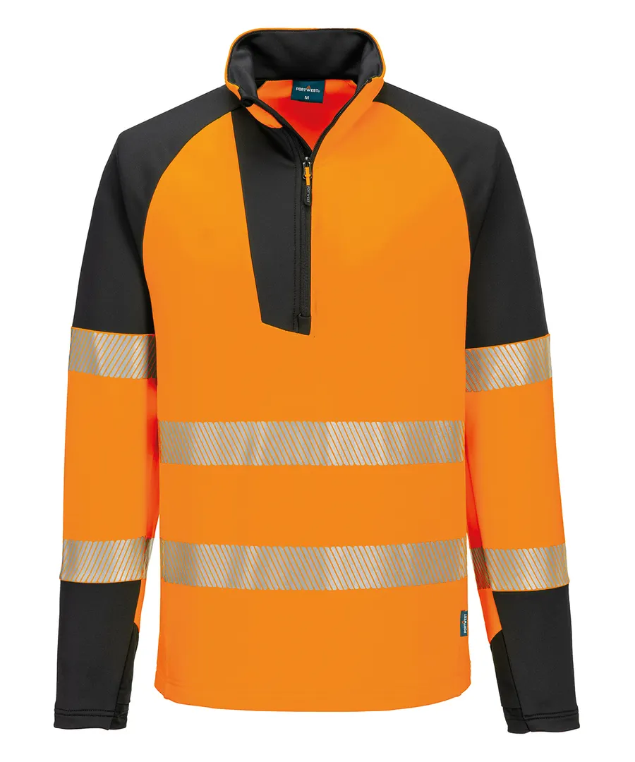 PW3 Hi-vis ¼-zip sweatshirt (T172) – Orange/Black