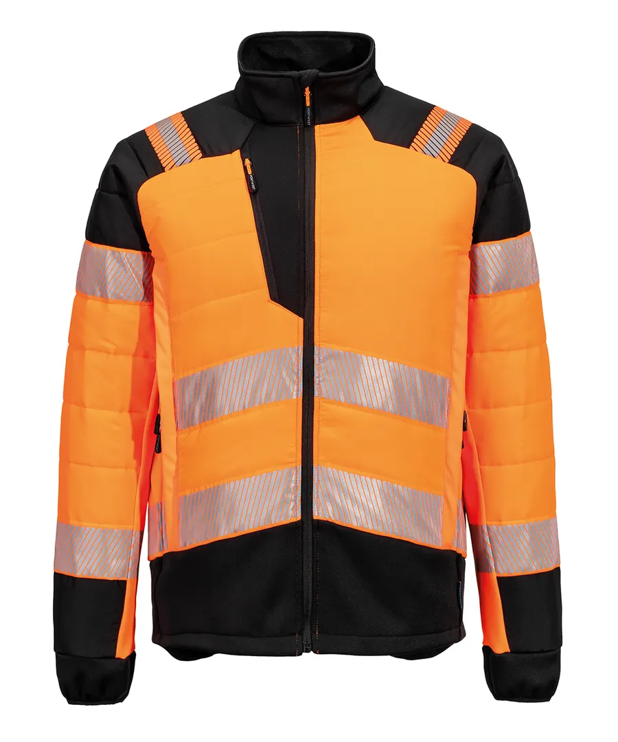 PW3 Hi-vis hybrid baffle jacket (T170) – Orange/Black