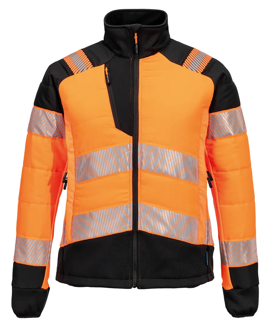 Women’s PW3 Hi-vis hybrid baffle jacket (T171) – Orange/Black