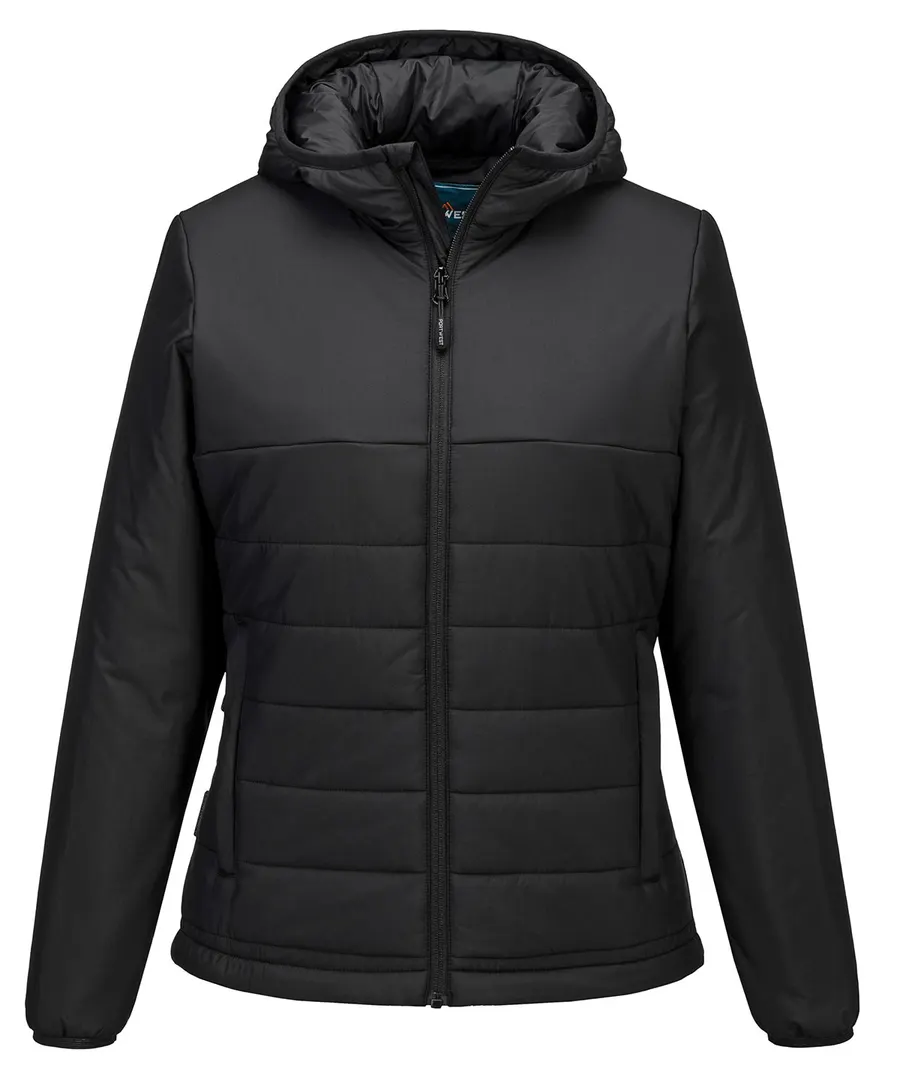 Women’s professional hooded insulated baffle jacket (S613) – Black