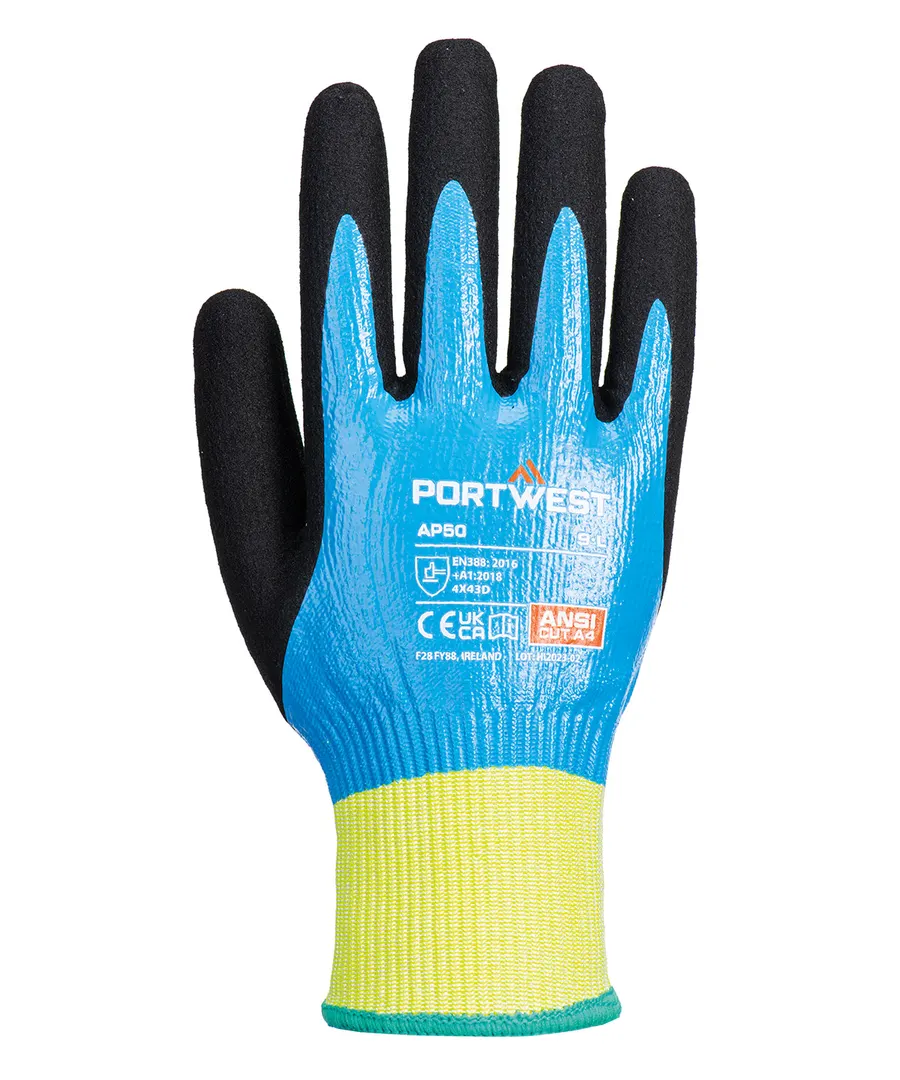 Cut D13 Nitrile aqua gloves (AP50) – Blue/Black