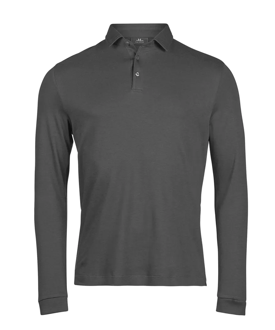 Pima cotton long-sleeve polo (1442) – Black