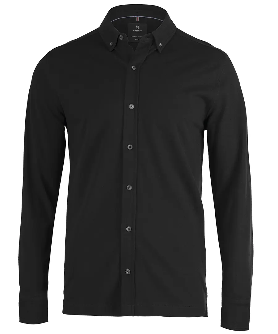 Kingston – stretch deluxe piqué shirt – Black