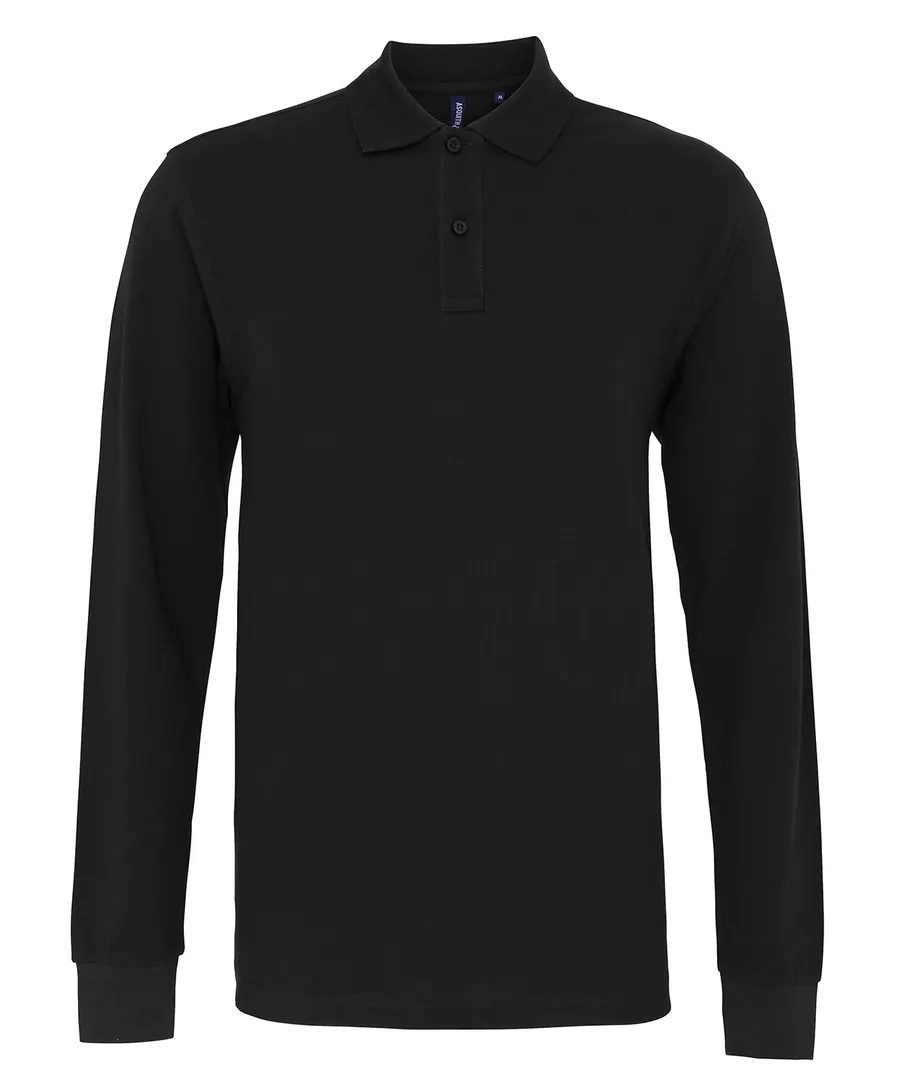 Men's classic fit long sleeved polo – Black