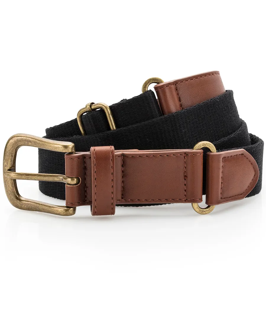 Faux leather and canvas belt – Black