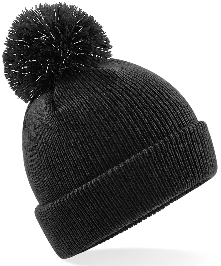 Junior reflective bobble beanie – Black