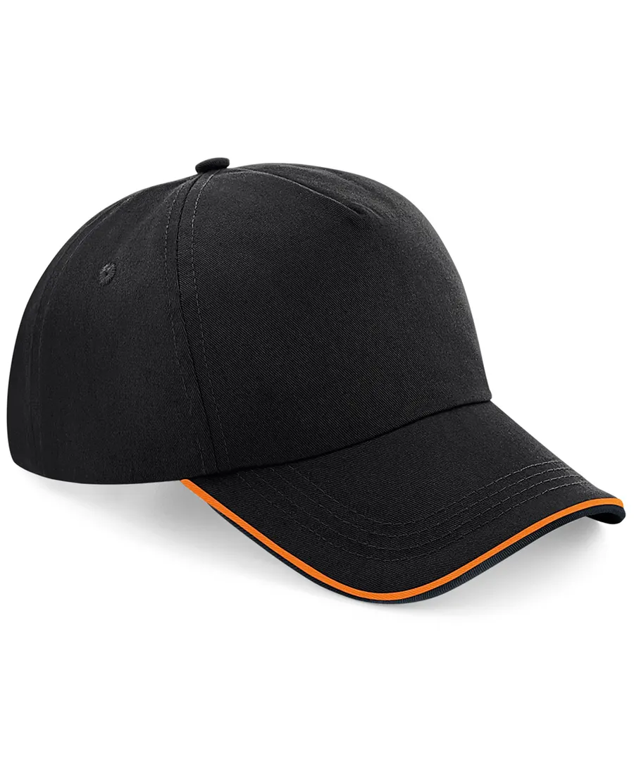 Authentic 5-panel cap - piped peak – Black/Orange
