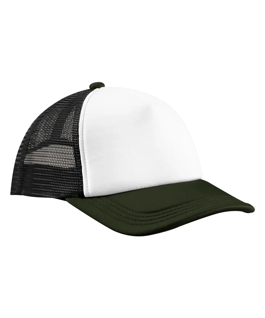 Retro 5-panel trucker – Black/Dark Olive