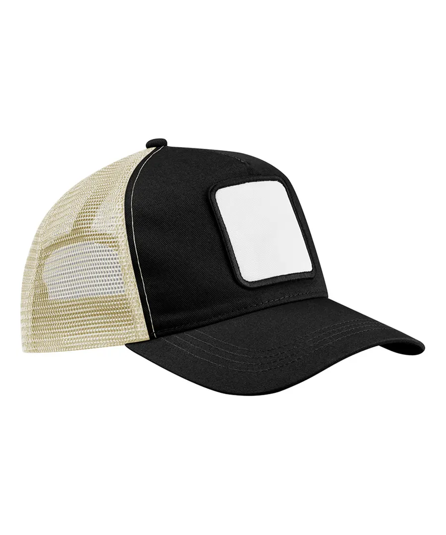 Appliqué patch 5-panel trucker – Black/Stone