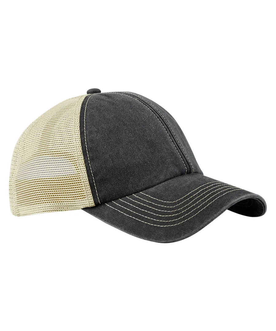6-panel vintage trucker – Vintage Black/Stone