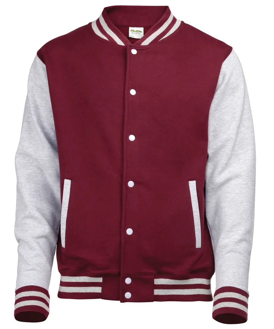 Varsity jacket – Burgundy/Heather Grey