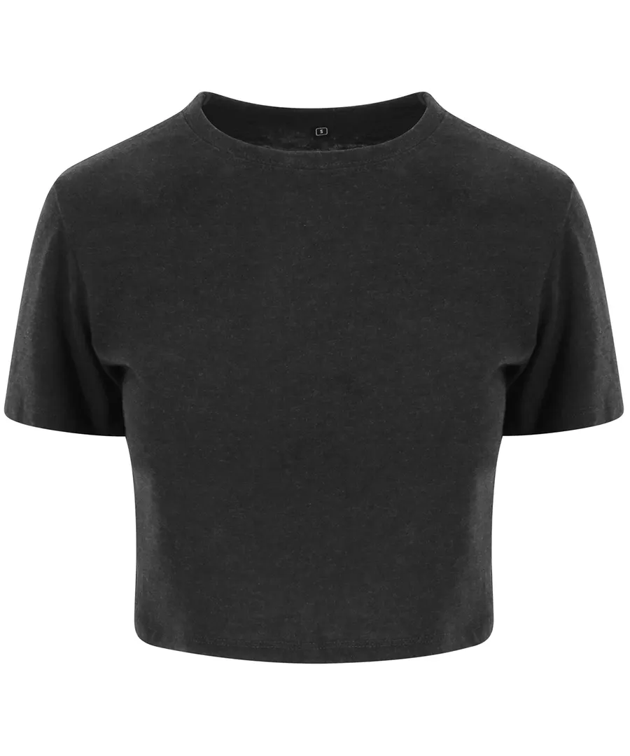 Women's triblend cropped T – Heather Black
