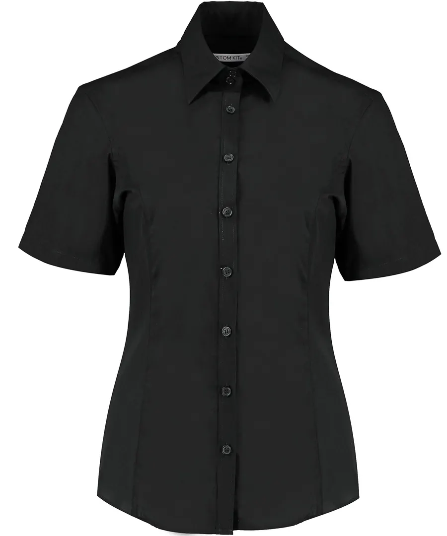 Business blouse short-sleeved (tailored fit) – Black