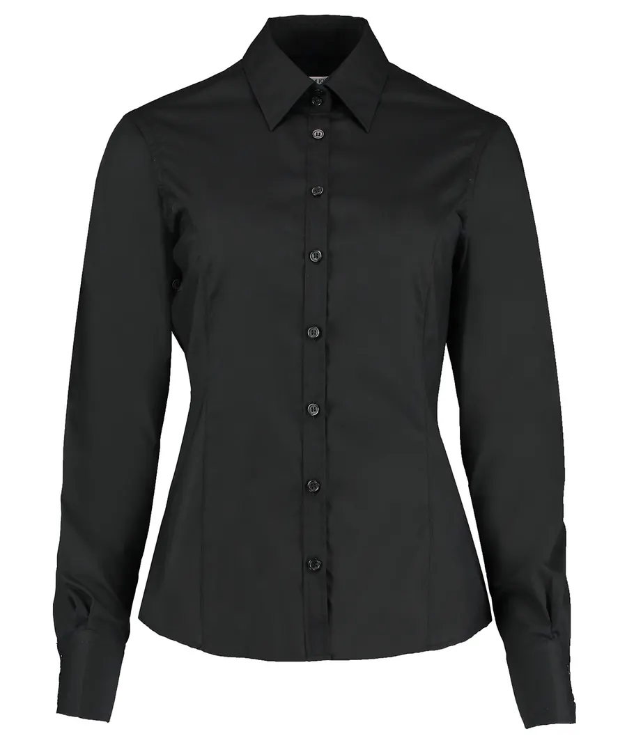 Business blouse long-sleeved (tailored fit) – Black