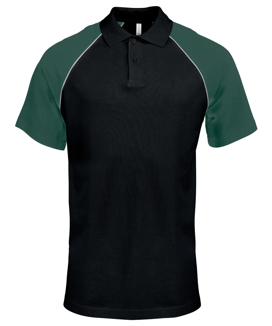 Polo baseball contrast polo shirt – Black/Light Grey/Green