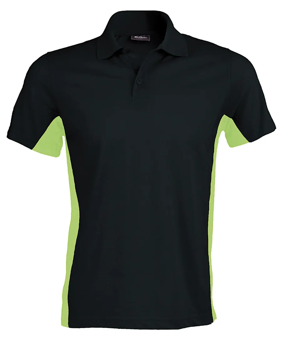 Flags short sleeve bi-colour polo shirt – Black/Lime