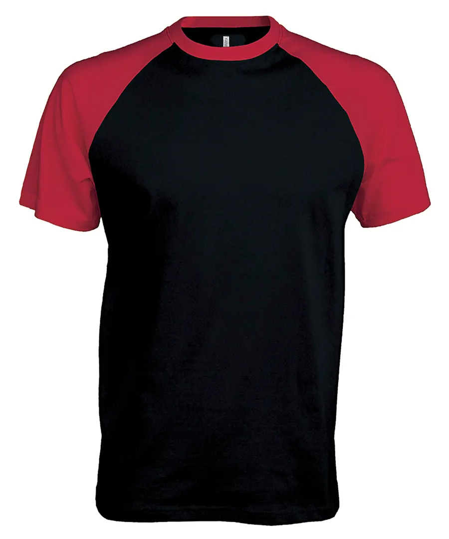 Baseball Short-sleeved two-tone T-shirt – Black/Red