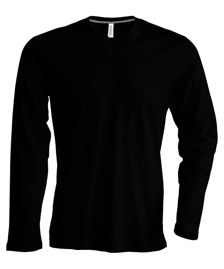 Men's long-sleeved V-neck T-shirt – Black