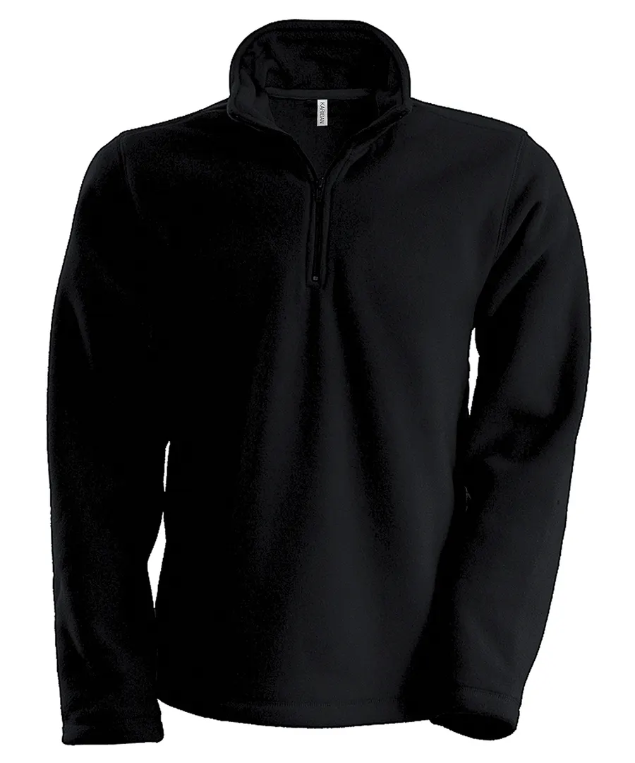 Enzo zip neck microfleece jacket – Black