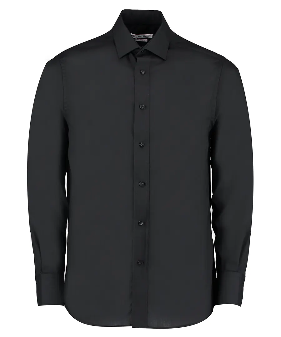 Tailored business shirt long-sleeved (tailored fit) – Black