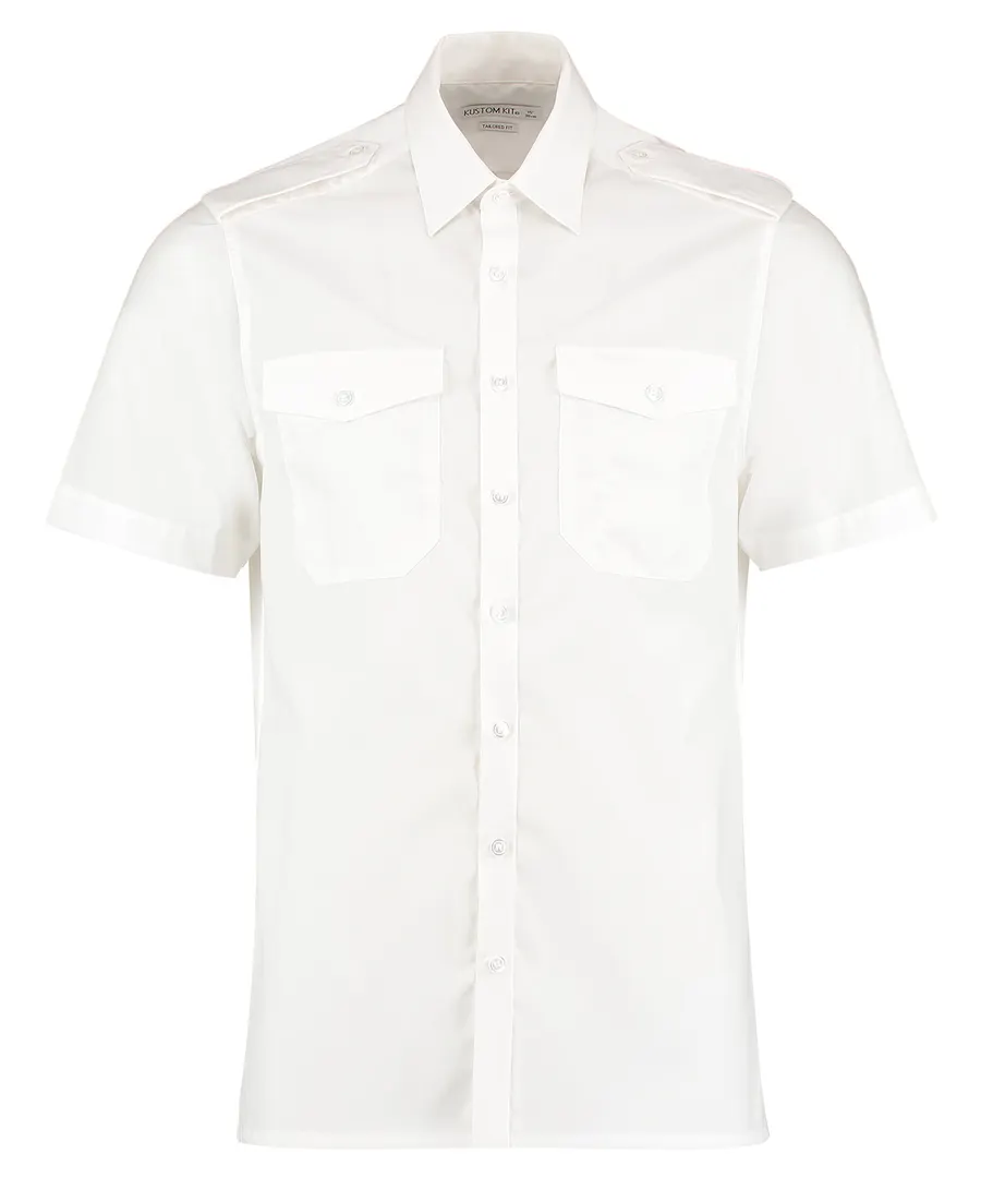 Pilot shirt short-sleeved (tailored fit) – White