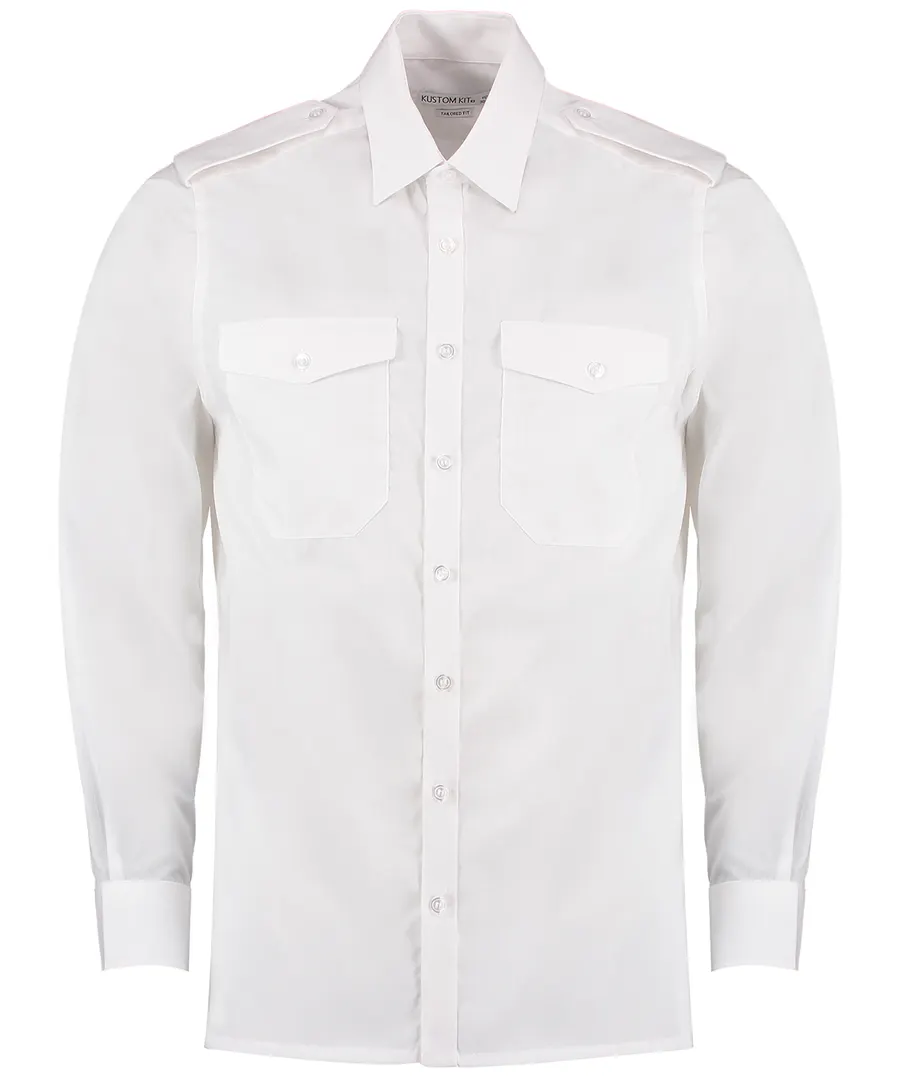 Pilot shirt long sleeved – White