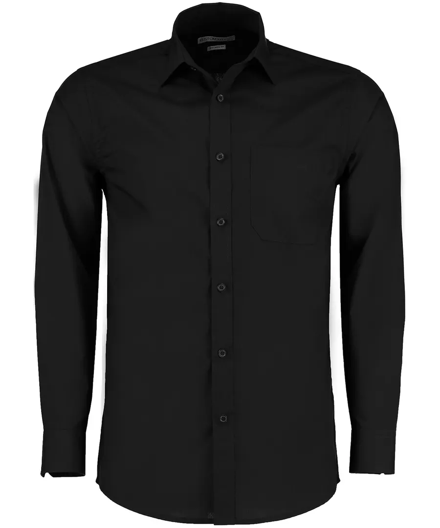 Poplin shirt long-sleeved (tailored fit) – Black