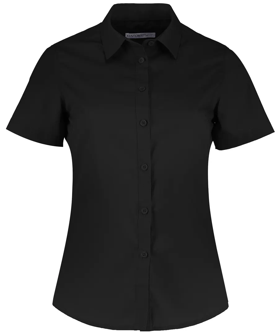 Women's poplin shirt short sleeve – Black