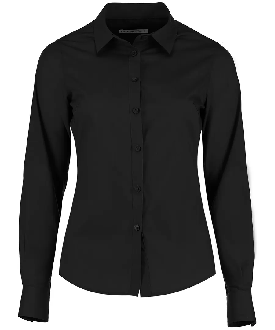 Women's poplin shirt long sleeve – Black