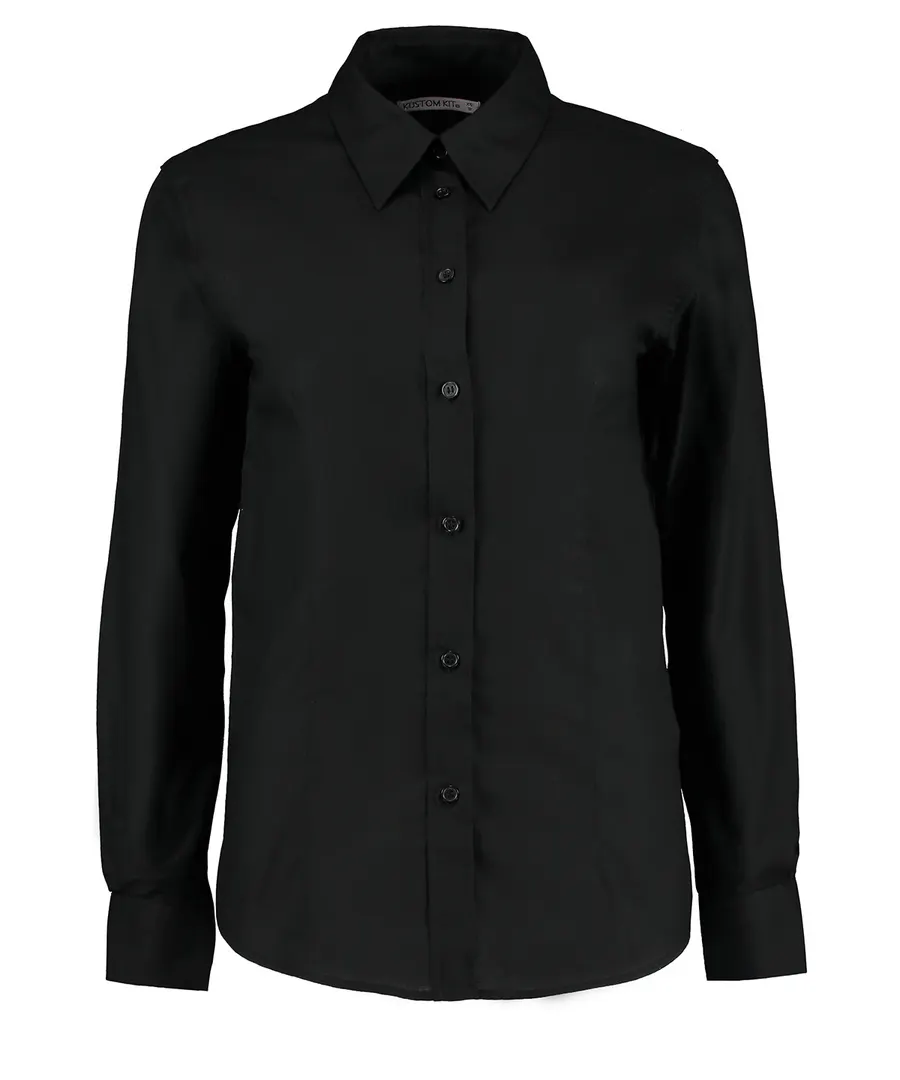 Women's workplace Oxford blouse long-sleeved (tailored fit) – Black