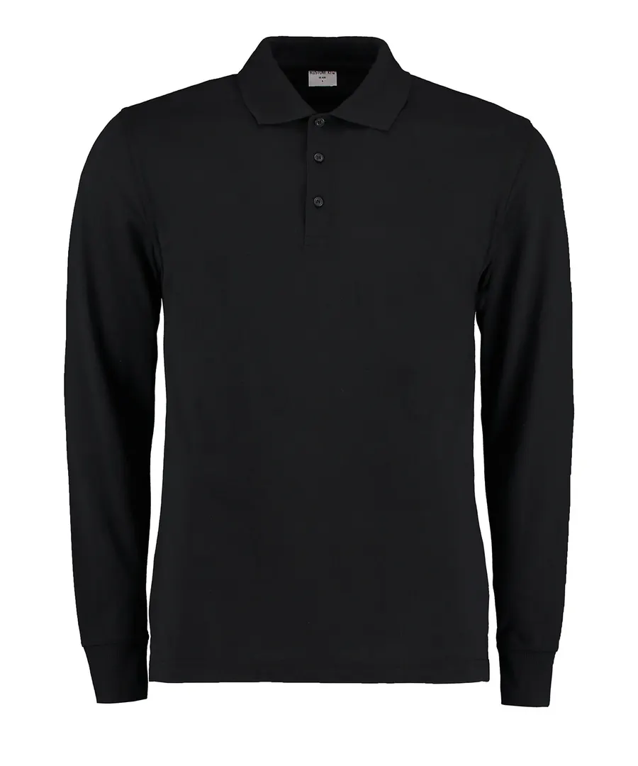 Piqué polo long-sleeved (classic fit) – Black