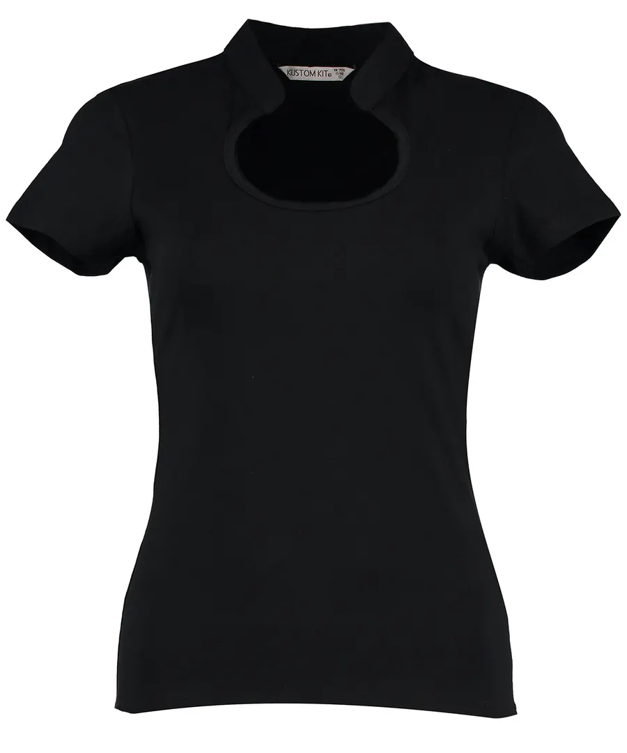 Women's corporate top keyhole neck (regular fit) – Black