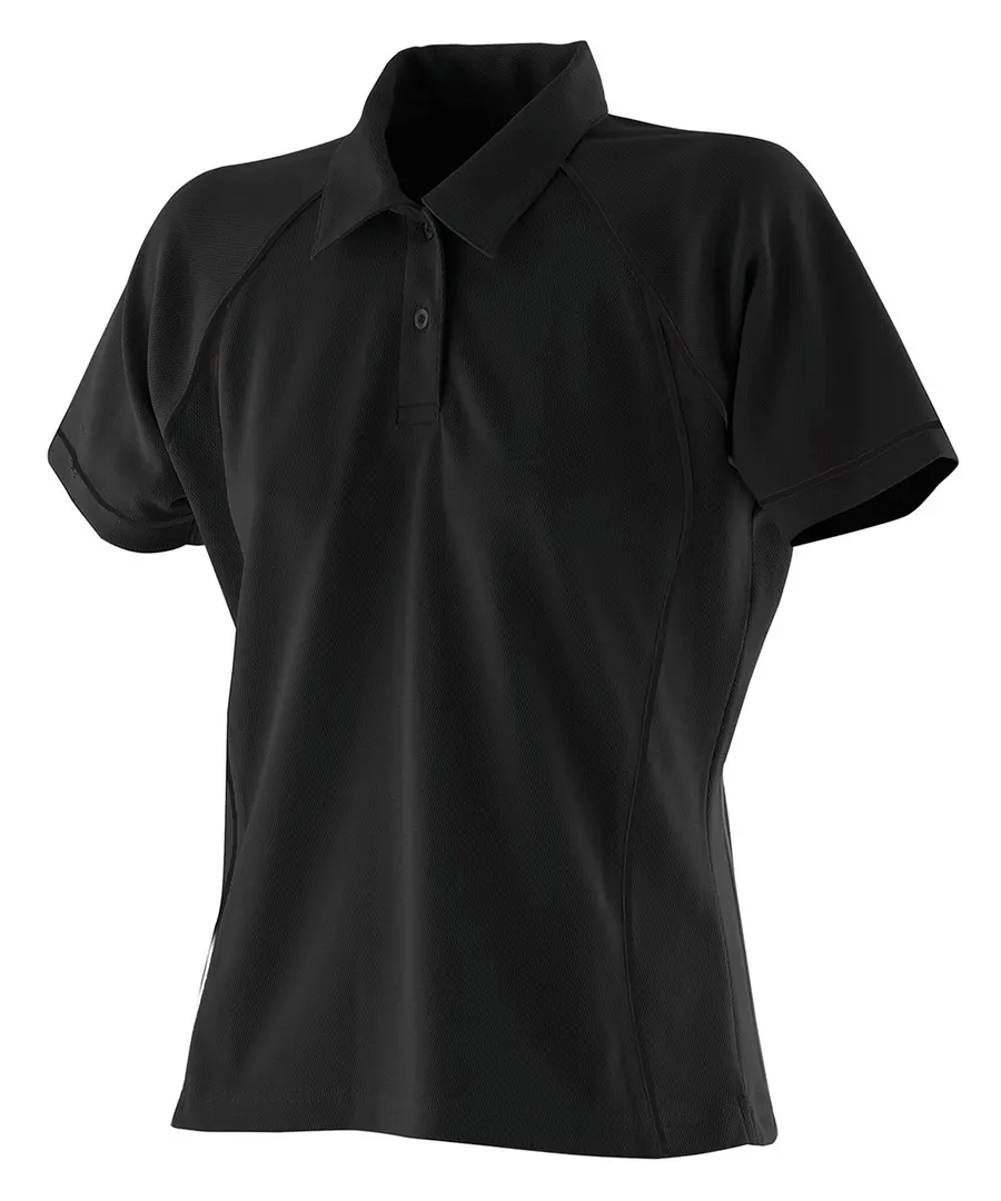Women's piped performance polo – Black/Black