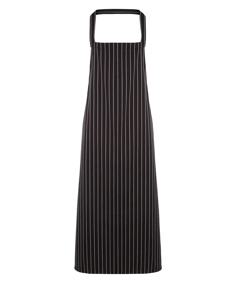 Striped bib apron – Black/Grey