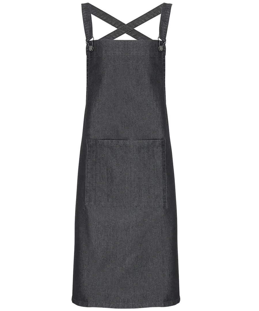 Cross back 'barista' bib apron – Black Denim