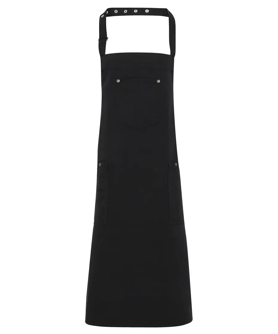 Chino cotton bib apron – Black