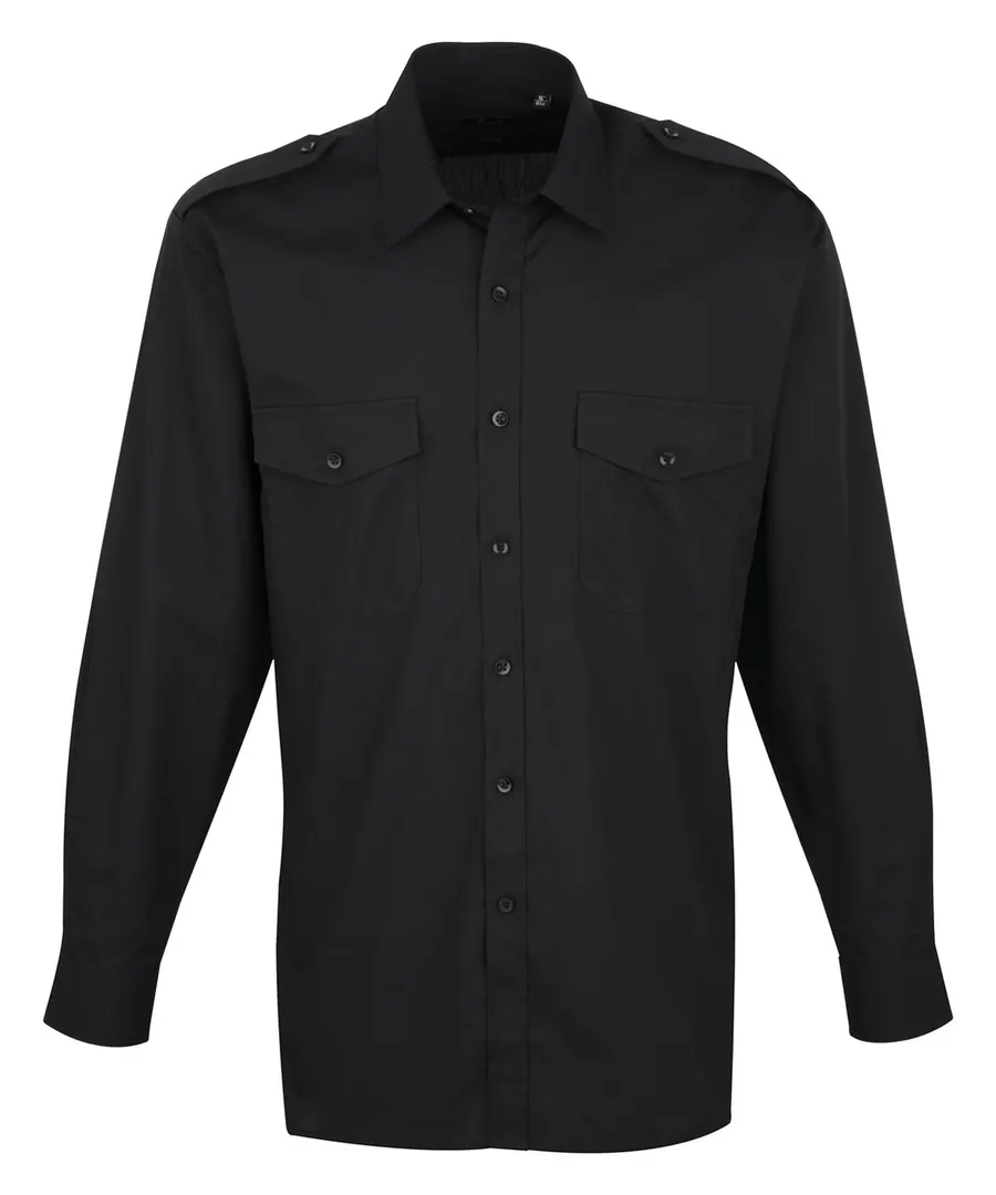 Long sleeve pilot shirt – Black