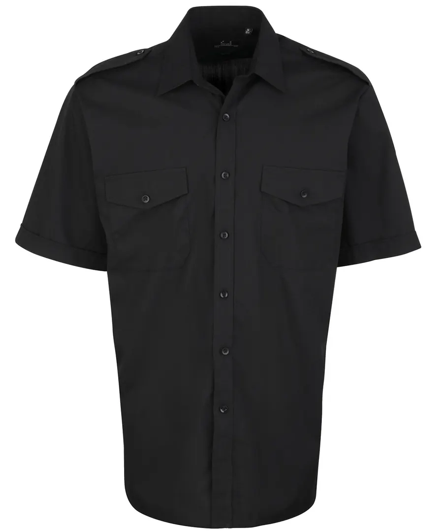 Short sleeve pilot shirt – Black
