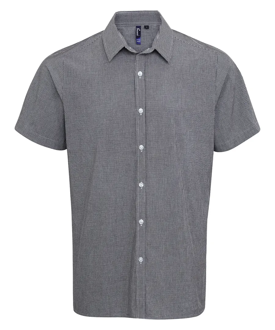 Microcheck (Gingham) short sleeve cotton shirt – Black/White
