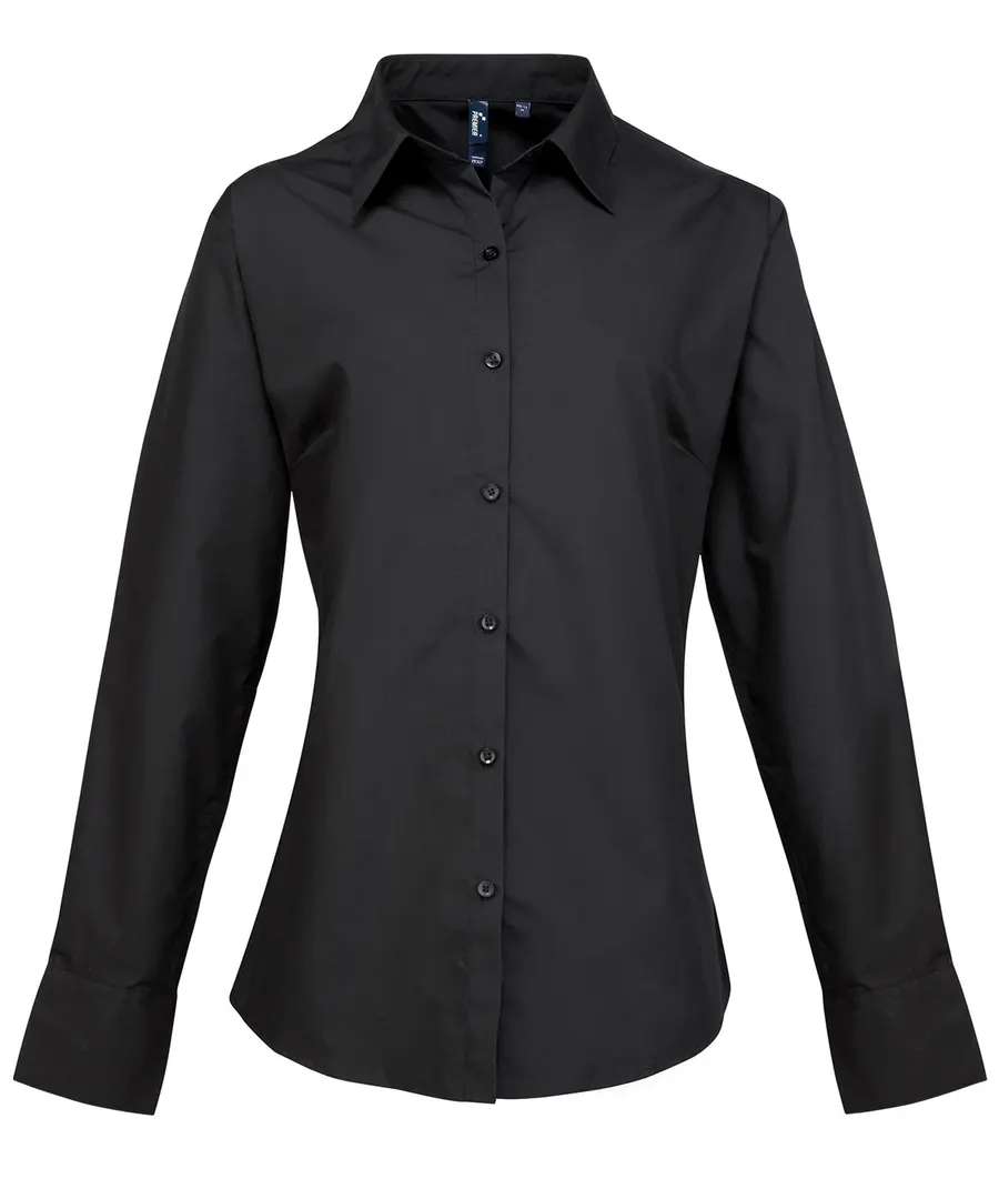 Women's supreme poplin long sleeve shirt – Black