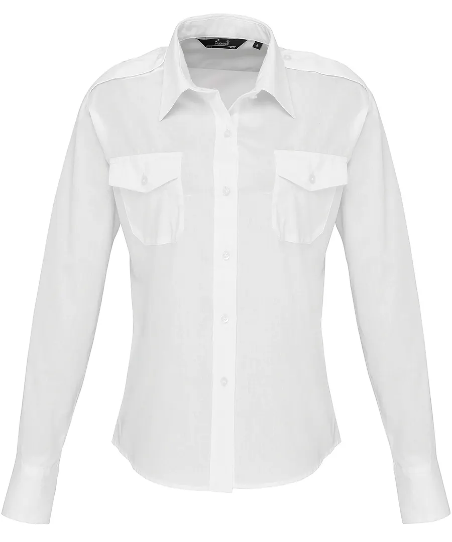 Women's long sleeve pilot shirt – White