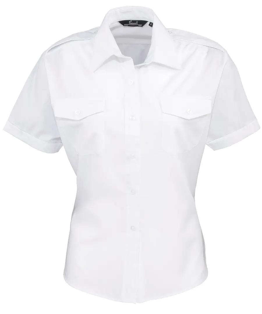 Women's short sleeve pilot blouse – White