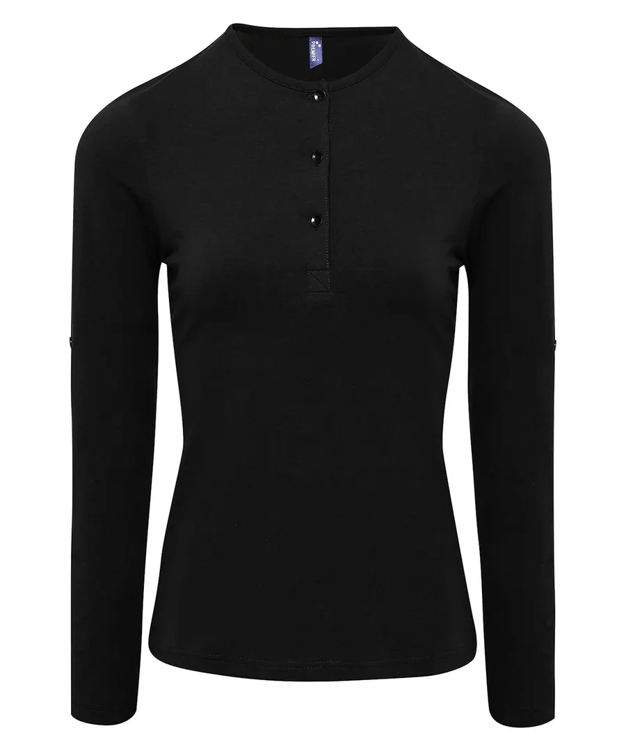 Women's Long John roll-sleeve tee – Black