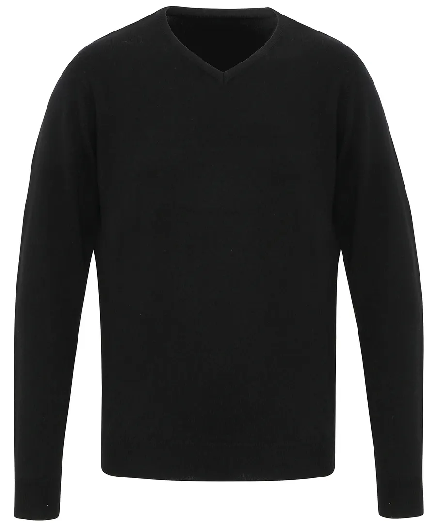 'Essential' acrylic v-neck sweater – Black