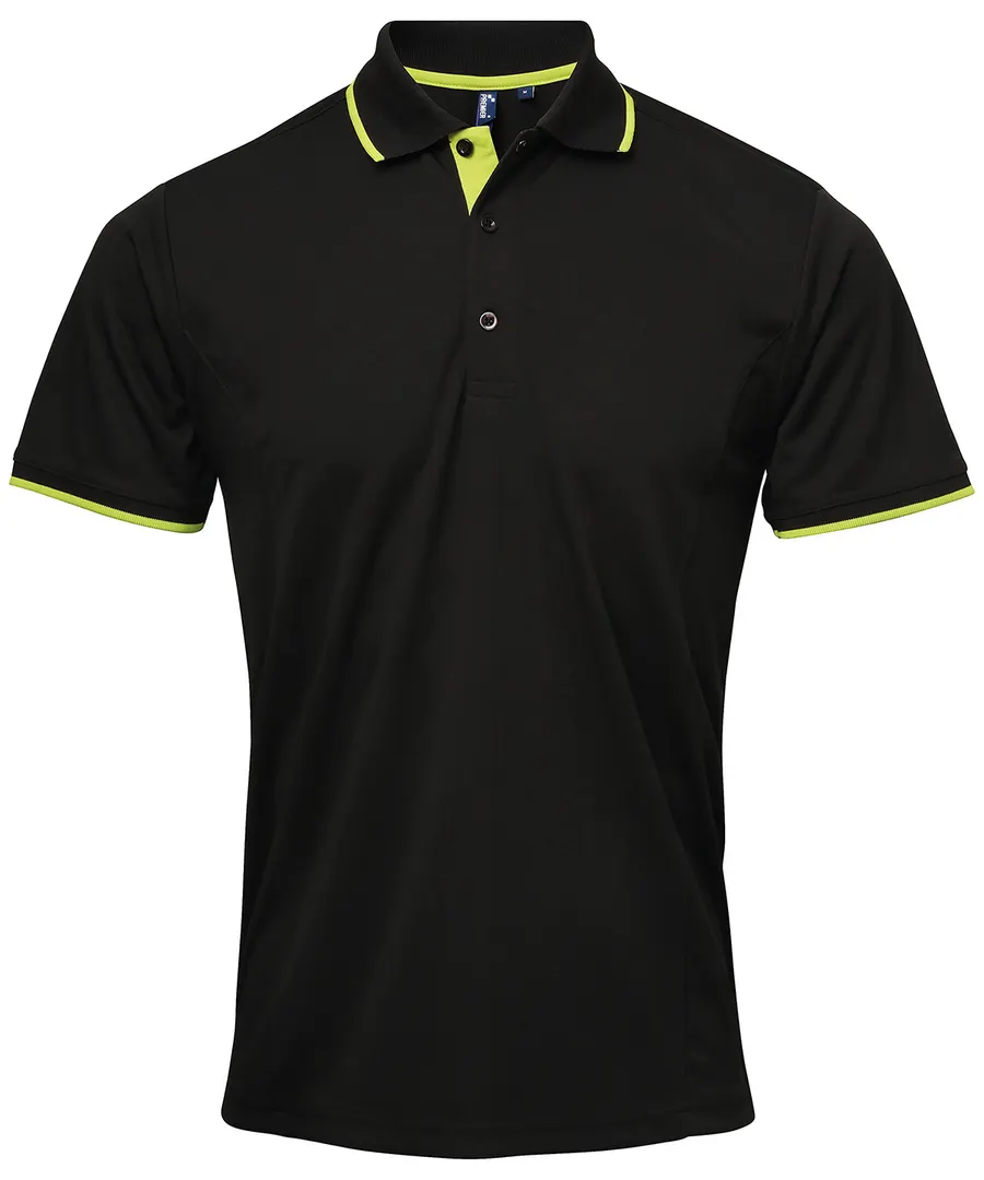 Contrast Coolchecker® polo – Black/Lime