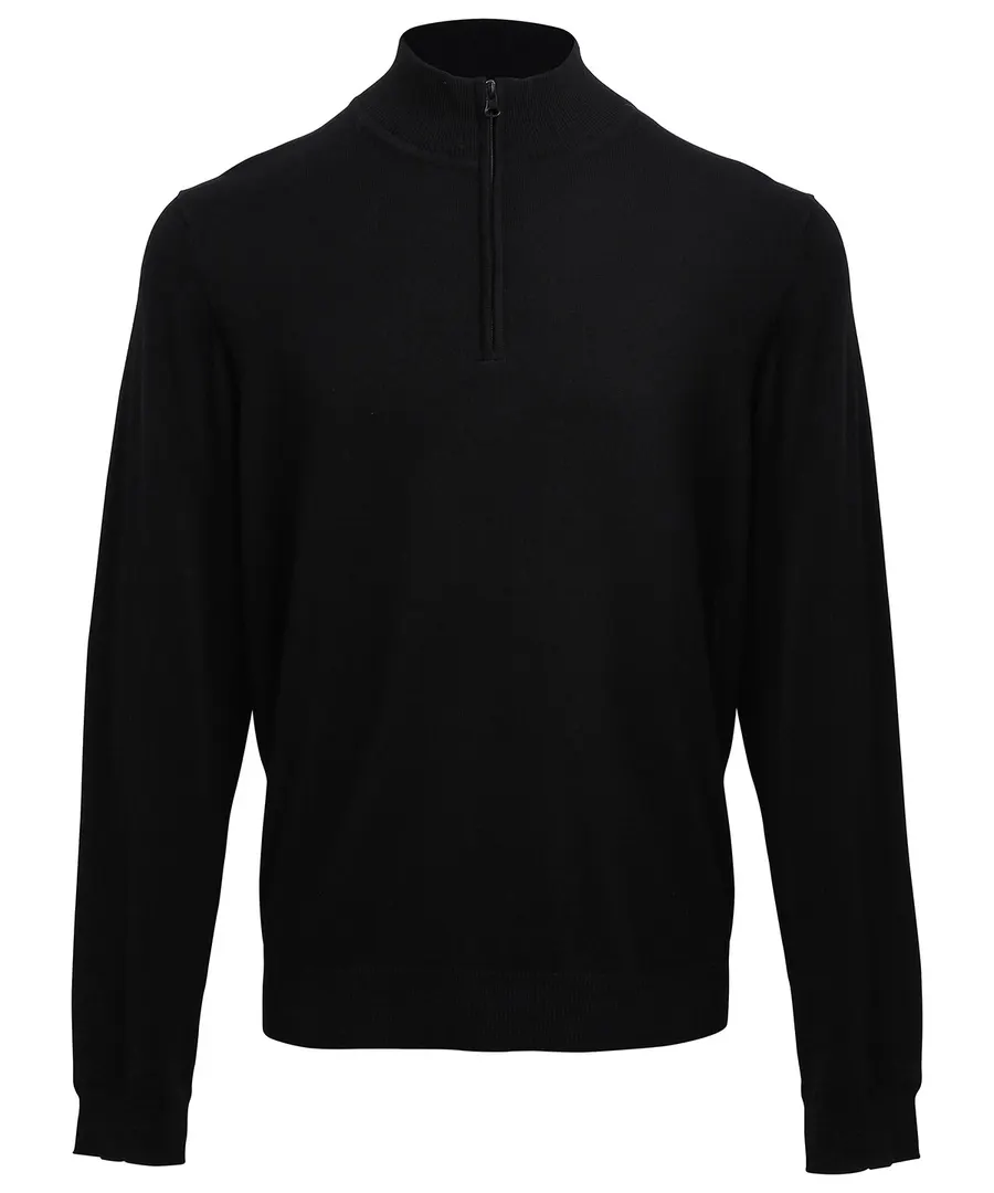 ¼ zip knitted sweater – Black