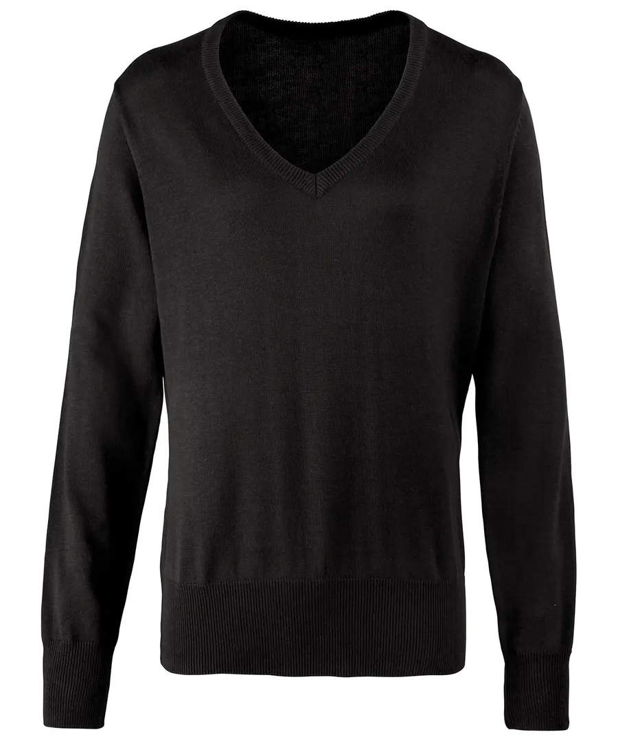 Women's v-neck knitted sweater – Black