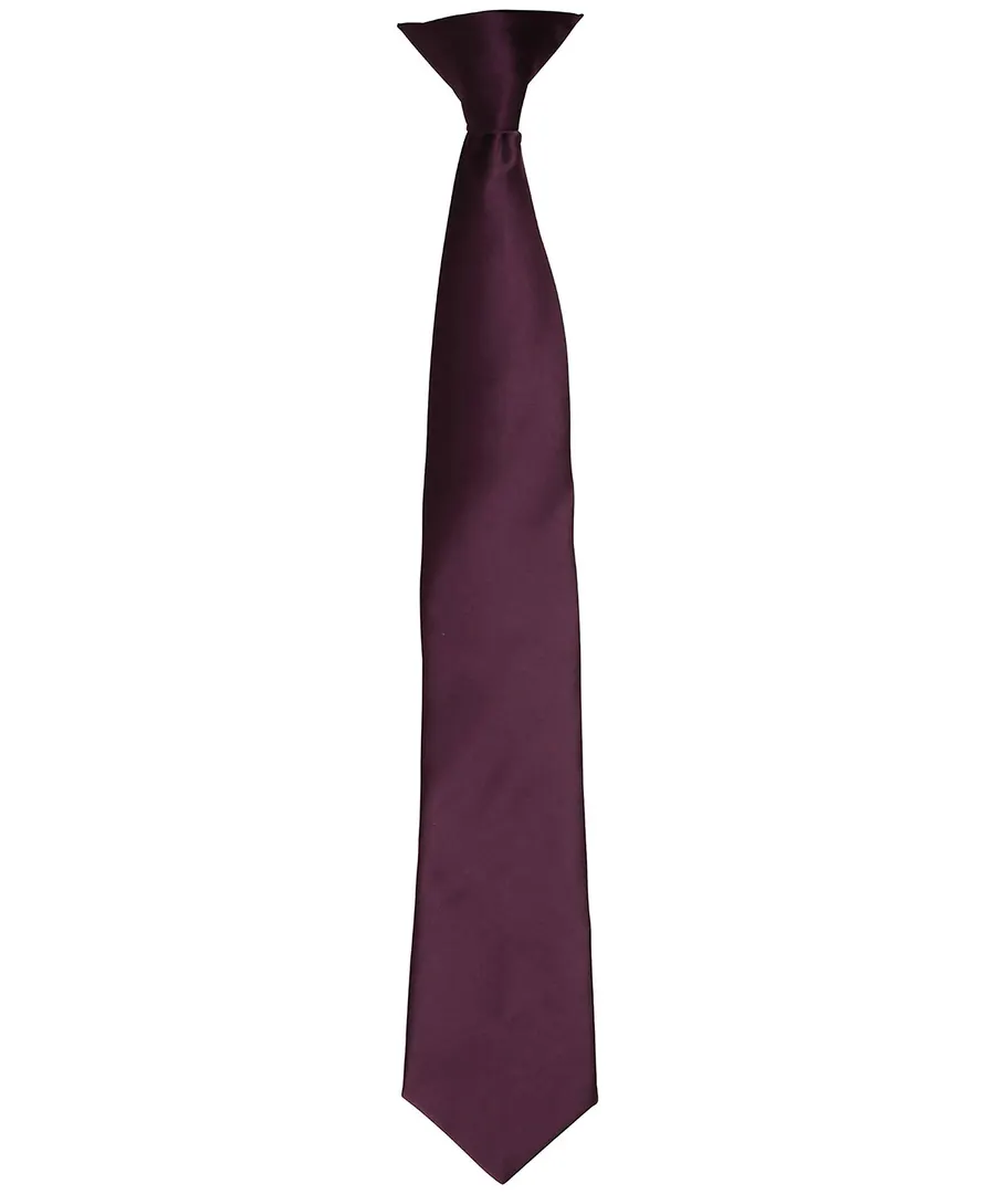 'Colours' satin clip tie – Aubergine