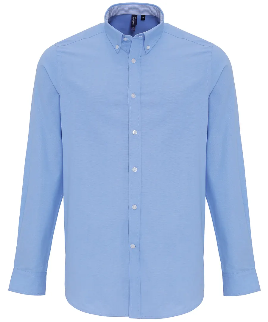 Cotton-rich Oxford stripes shirt – Oxford Blue
